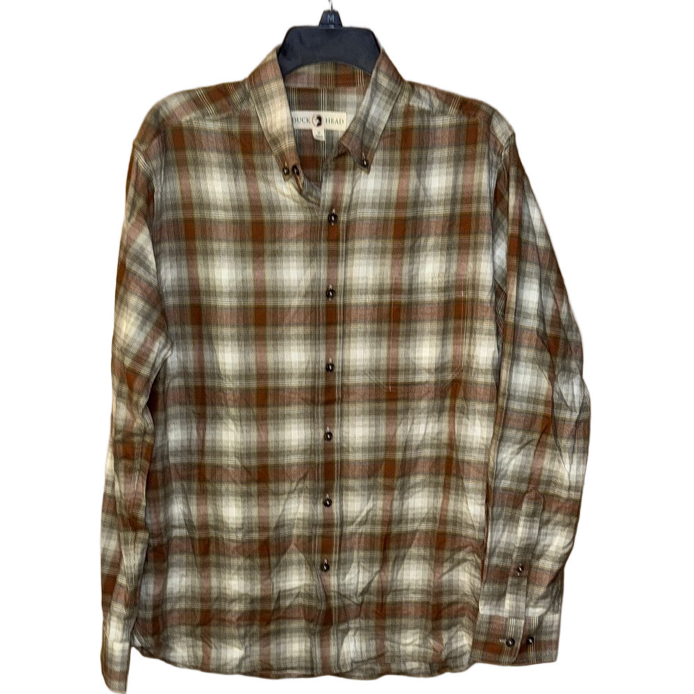 Duck Head Brown White Button Down Shirt Size Medium